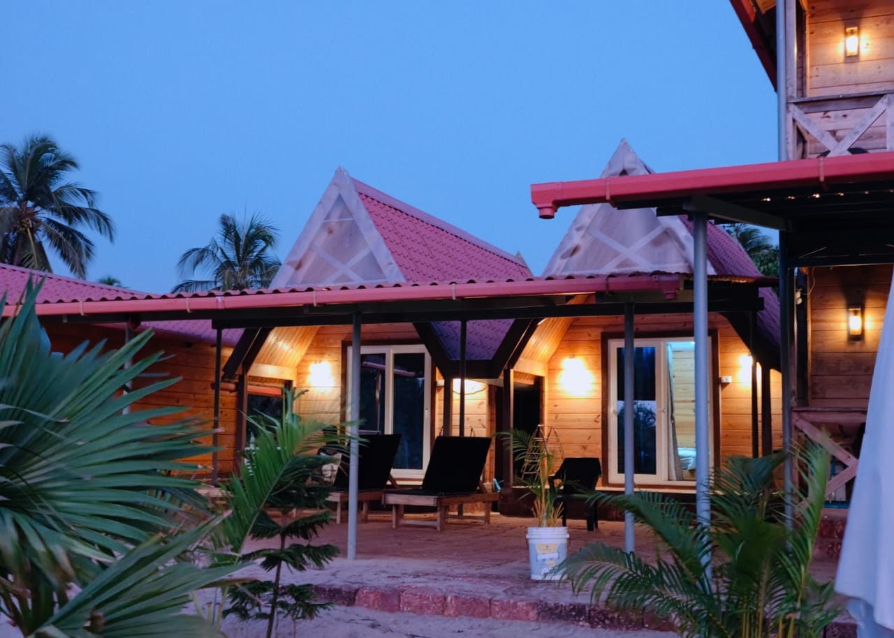 Sea-facing balcony of the Deluxe Sea View Room at Royal Palms hotel Devbag Malvan